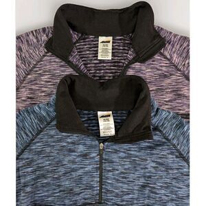 2 Avia Women’s XL Long Sleeve 1/4 Zip Pullover Fleece Space Dyed Blue Purple